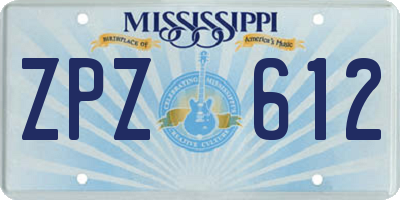 MS license plate ZPZ612