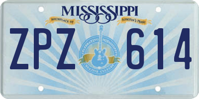 MS license plate ZPZ614