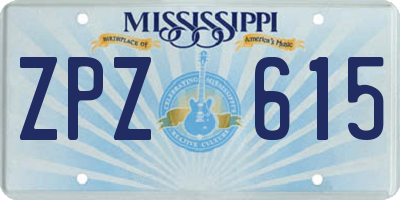 MS license plate ZPZ615