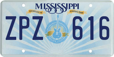 MS license plate ZPZ616
