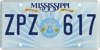 MS license plate ZPZ617