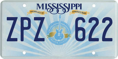 MS license plate ZPZ622