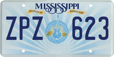 MS license plate ZPZ623