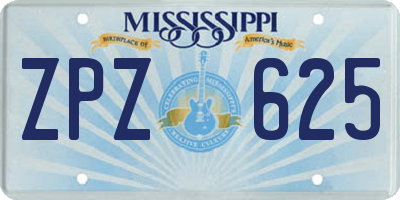 MS license plate ZPZ625
