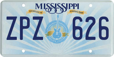 MS license plate ZPZ626