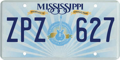 MS license plate ZPZ627