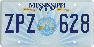 MS license plate ZPZ628