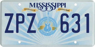 MS license plate ZPZ631