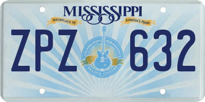 MS license plate ZPZ632