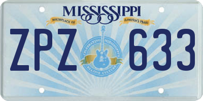 MS license plate ZPZ633