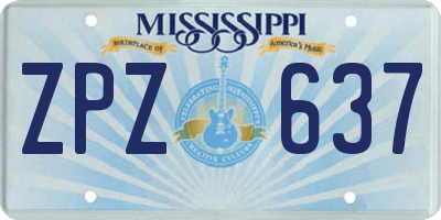 MS license plate ZPZ637