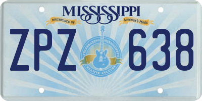 MS license plate ZPZ638