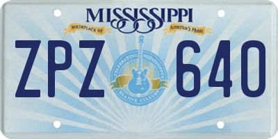 MS license plate ZPZ640
