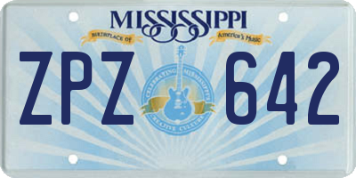 MS license plate ZPZ642