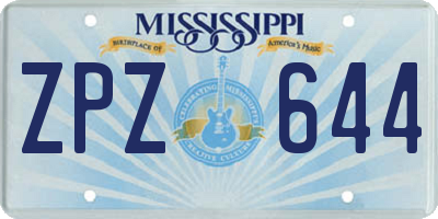 MS license plate ZPZ644
