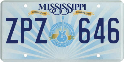 MS license plate ZPZ646