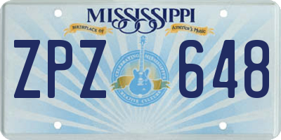 MS license plate ZPZ648