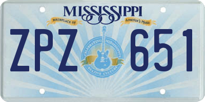MS license plate ZPZ651