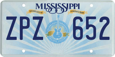MS license plate ZPZ652