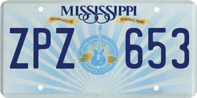 MS license plate ZPZ653
