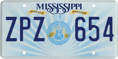 MS license plate ZPZ654