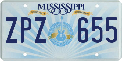 MS license plate ZPZ655