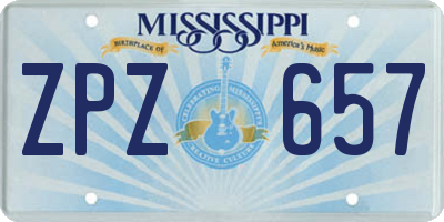 MS license plate ZPZ657