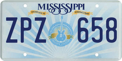 MS license plate ZPZ658