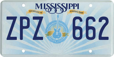 MS license plate ZPZ662