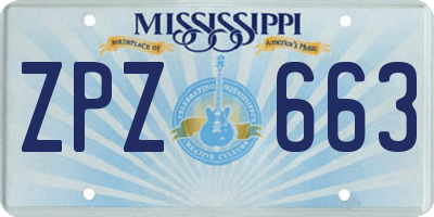 MS license plate ZPZ663