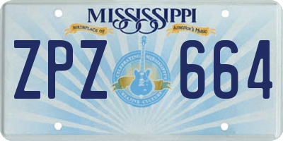 MS license plate ZPZ664