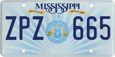 MS license plate ZPZ665