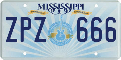 MS license plate ZPZ666