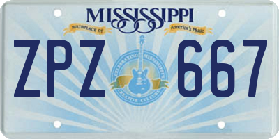 MS license plate ZPZ667