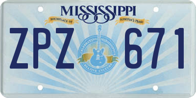 MS license plate ZPZ671
