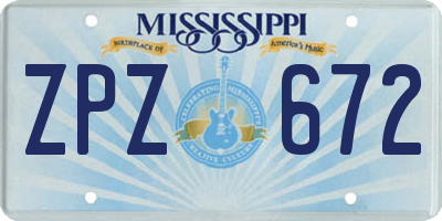MS license plate ZPZ672