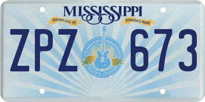 MS license plate ZPZ673
