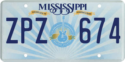 MS license plate ZPZ674