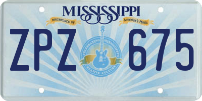 MS license plate ZPZ675