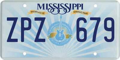 MS license plate ZPZ679