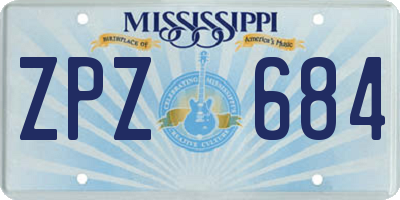 MS license plate ZPZ684