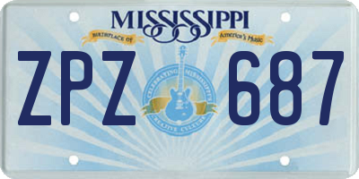 MS license plate ZPZ687