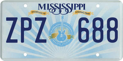 MS license plate ZPZ688