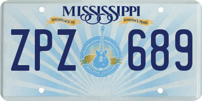 MS license plate ZPZ689