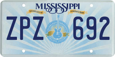 MS license plate ZPZ692