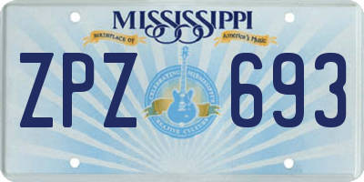 MS license plate ZPZ693