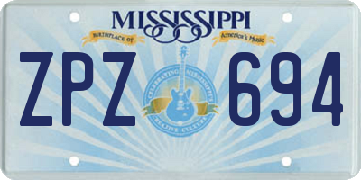 MS license plate ZPZ694