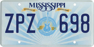 MS license plate ZPZ698