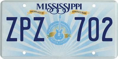 MS license plate ZPZ702