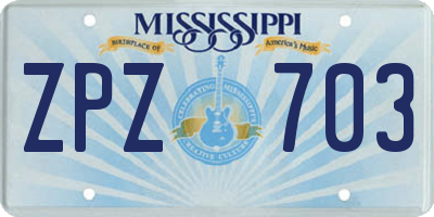 MS license plate ZPZ703